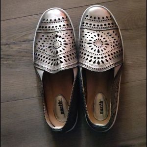 Earth Gold Leather Slip Ons